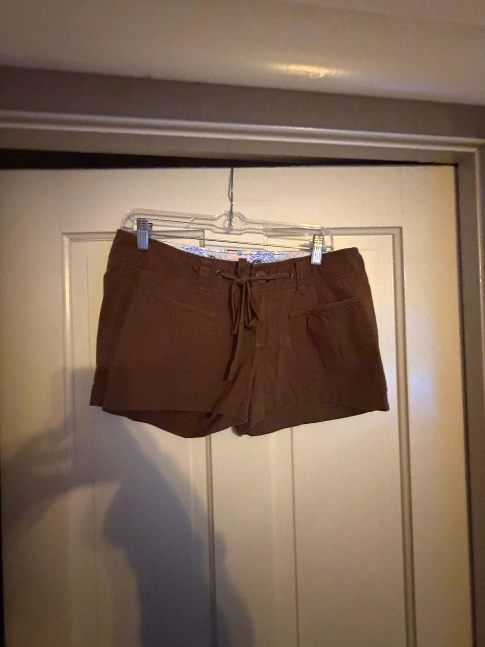 Decree Brown Tie-Front Shorts Size 11 Cotton Blend